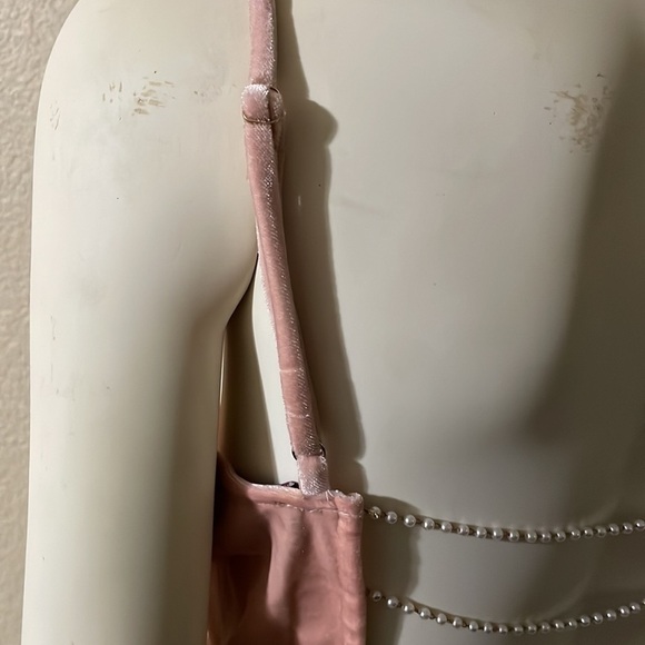 Blush Velvet Tank Top w Pearl Back straps Velvet Crop Top Tank Top Rare Sexy 🆕 - Picture 11 of 11